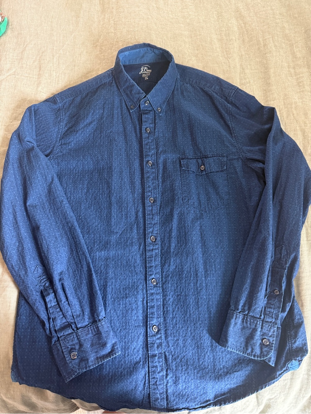 J Crew Men’s Indigo Button Down Shirt